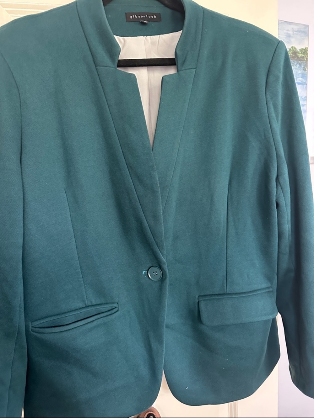 Gibsonlook Teal Green Single-Button Women's Blazer